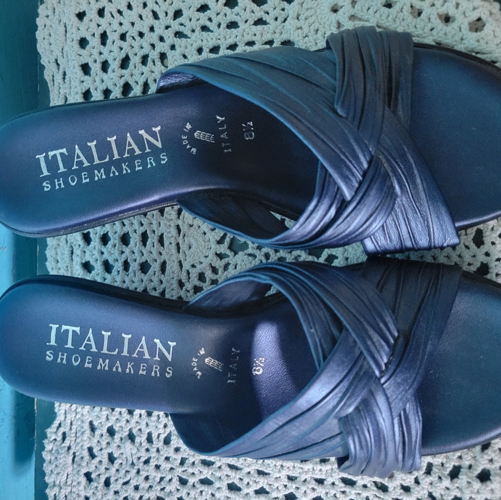 Italian Shoemakers Deep Blue Crisscross Sandals